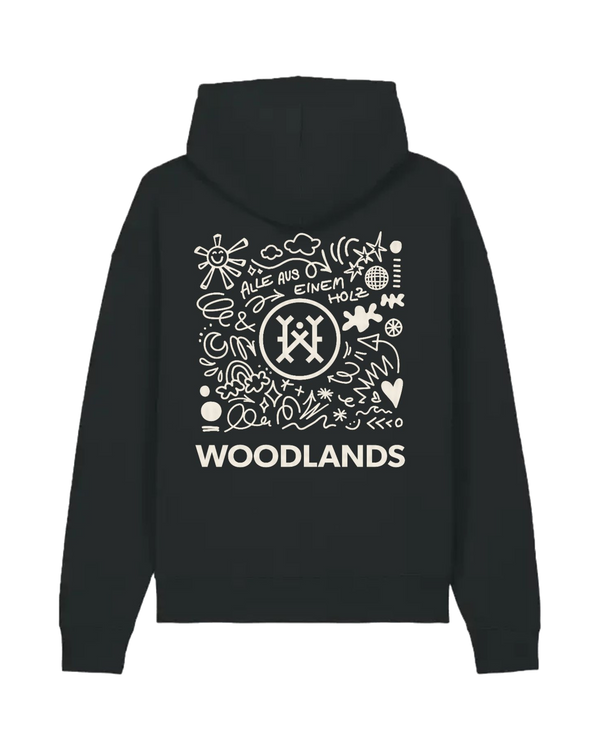 Pulli Scribble, schwarz, hinten Scribble-Backprint in Creme