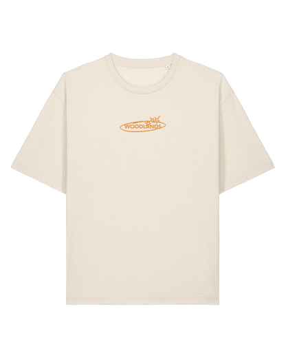 Shirt Scribble, creme, vorne Logo in Orange