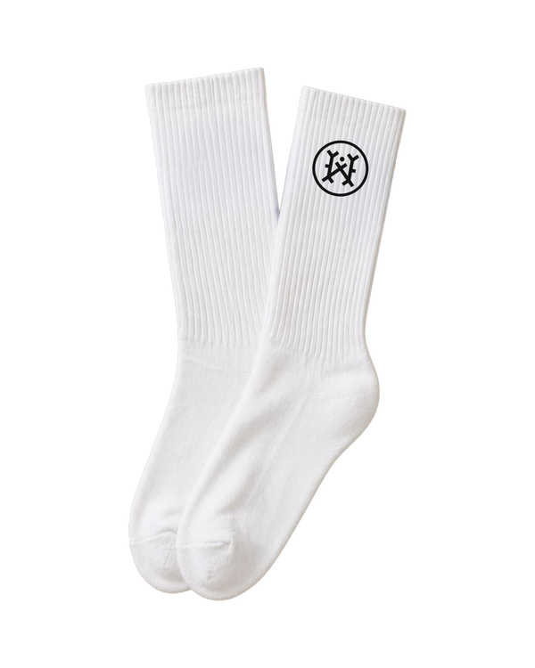 Woodlands Socken in Weiß mit schwarzem Logo